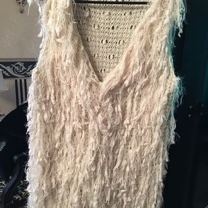 Cream Fringe Vest
